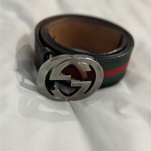 Gucci belt with classic green & Red Stripe